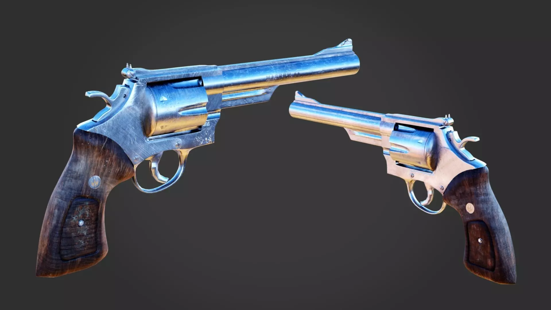 Revolver Magnum Low-poly 3D model_0