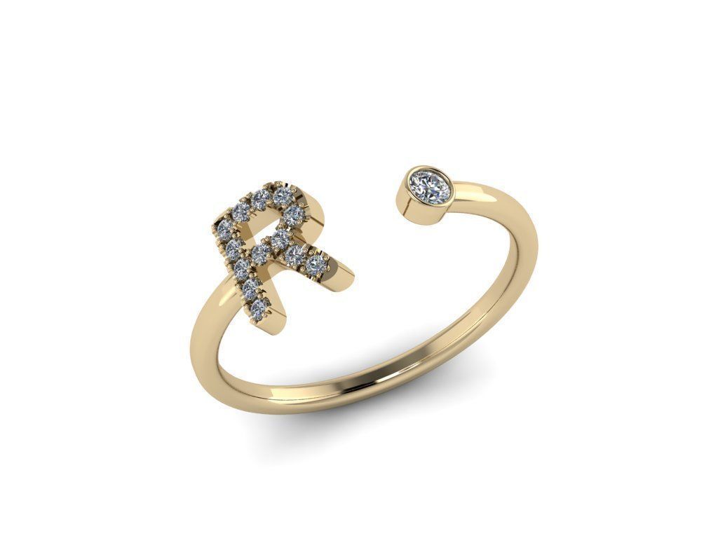 Letter Jewelry Ring 3D print model_12