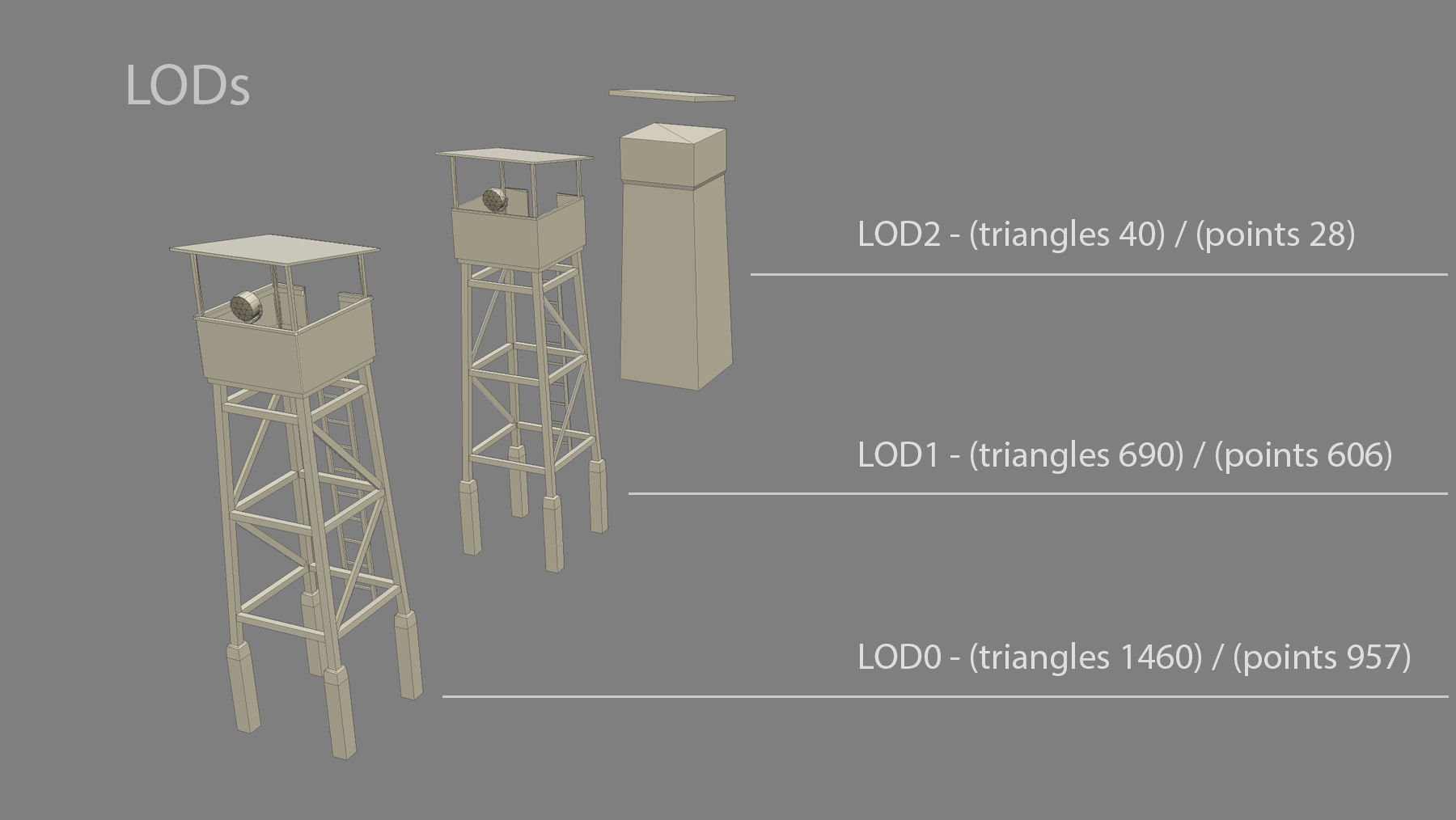 Observation Tower 01 with Damage Low-poly 3D model_23