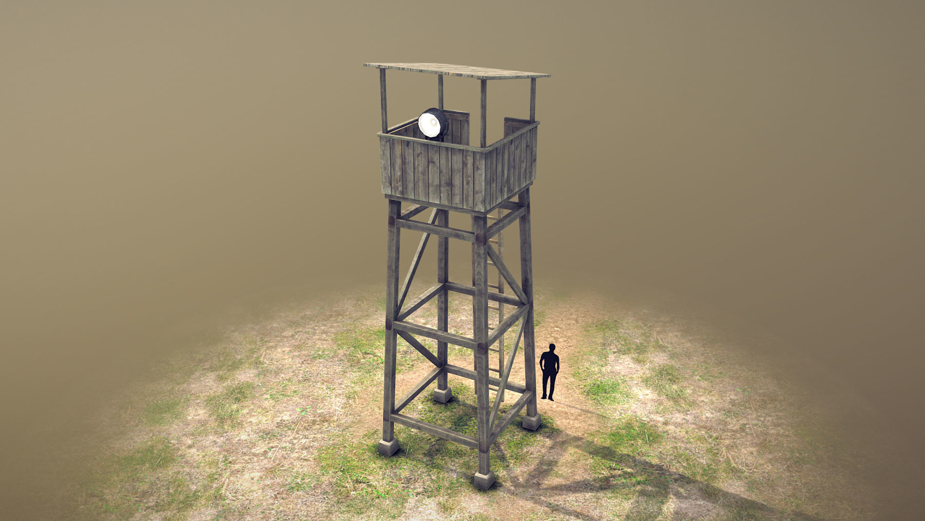 Observation Tower 01 with Damage Low-poly 3D model_13
