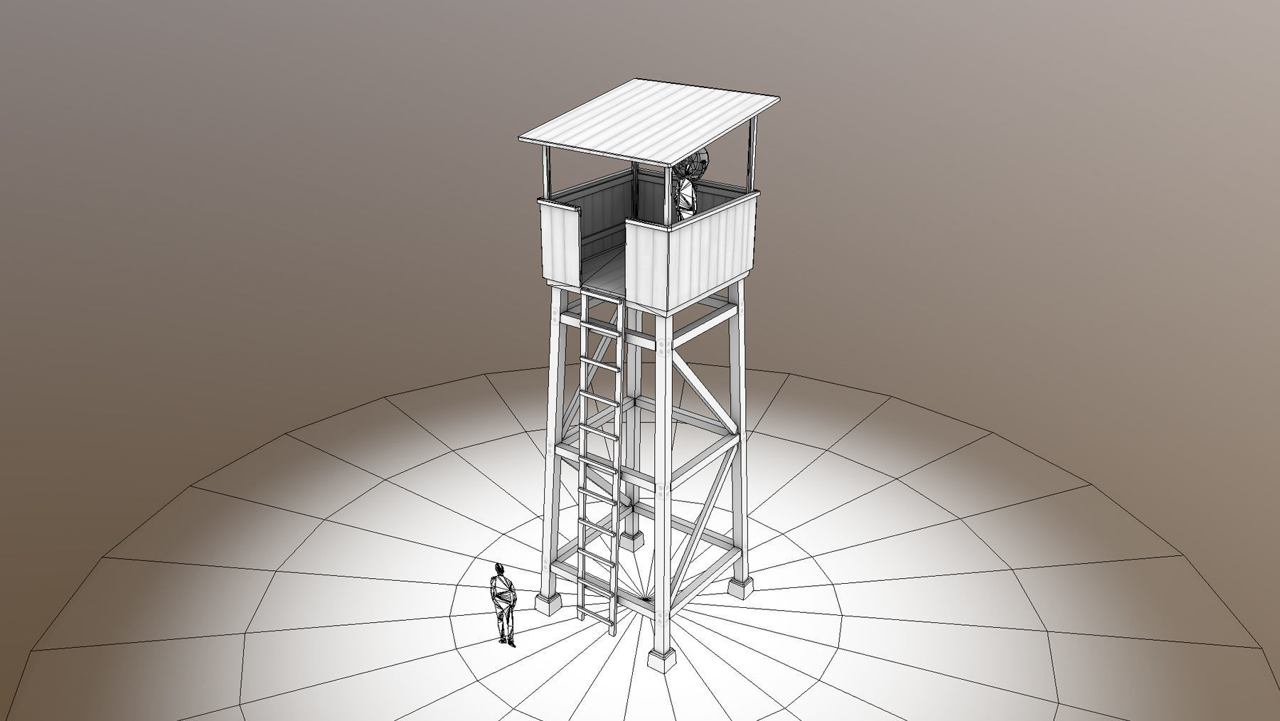 Observation Tower 01 with Damage Low-poly 3D model_20