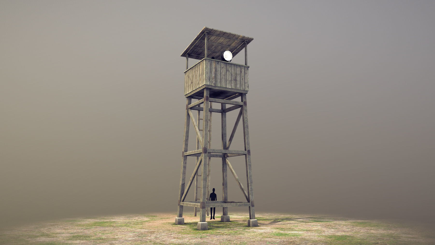 Observation Tower 01 with Damage Low-poly 3D model_12