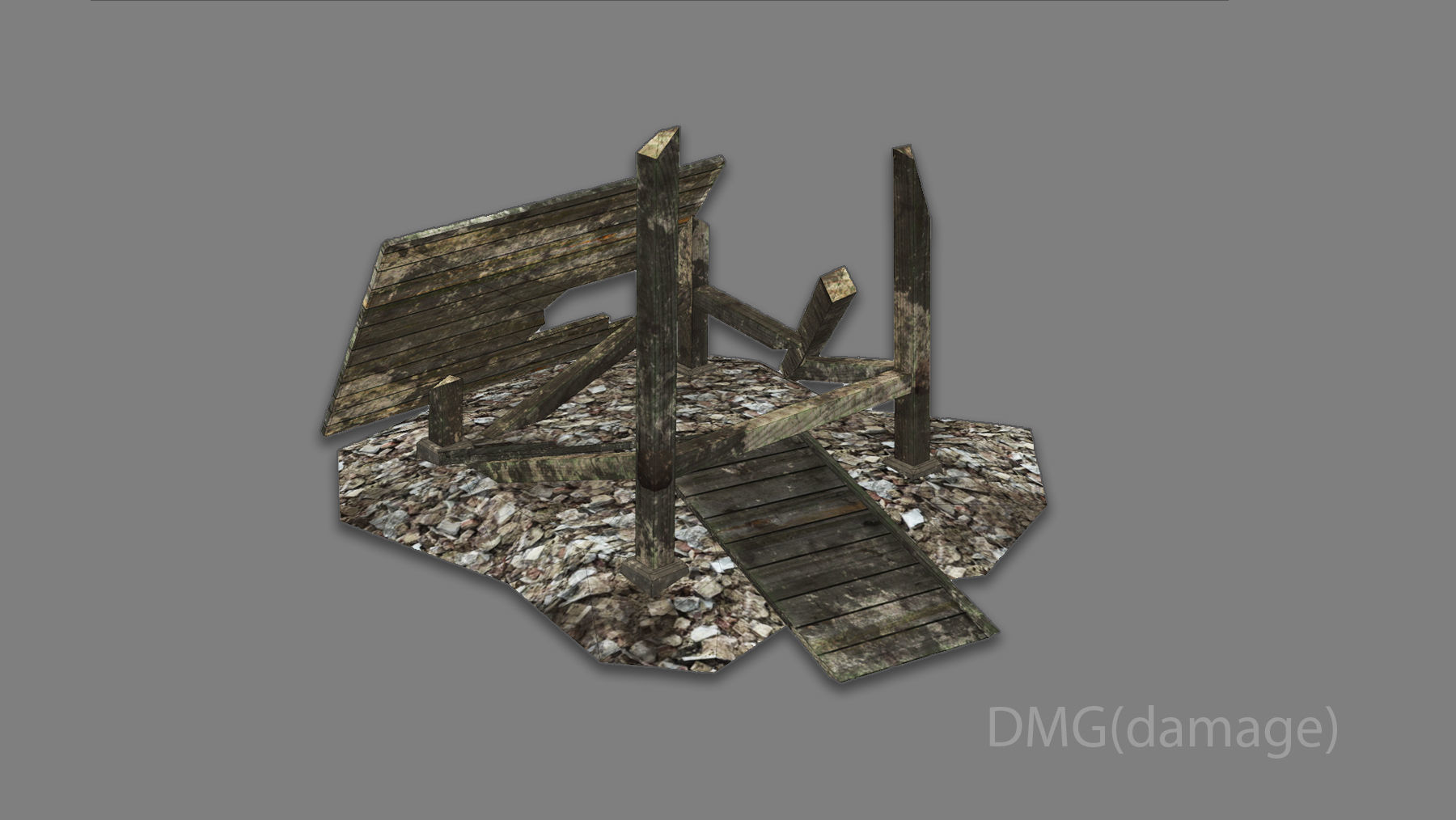 Observation Tower 01 with Damage Low-poly 3D model_10