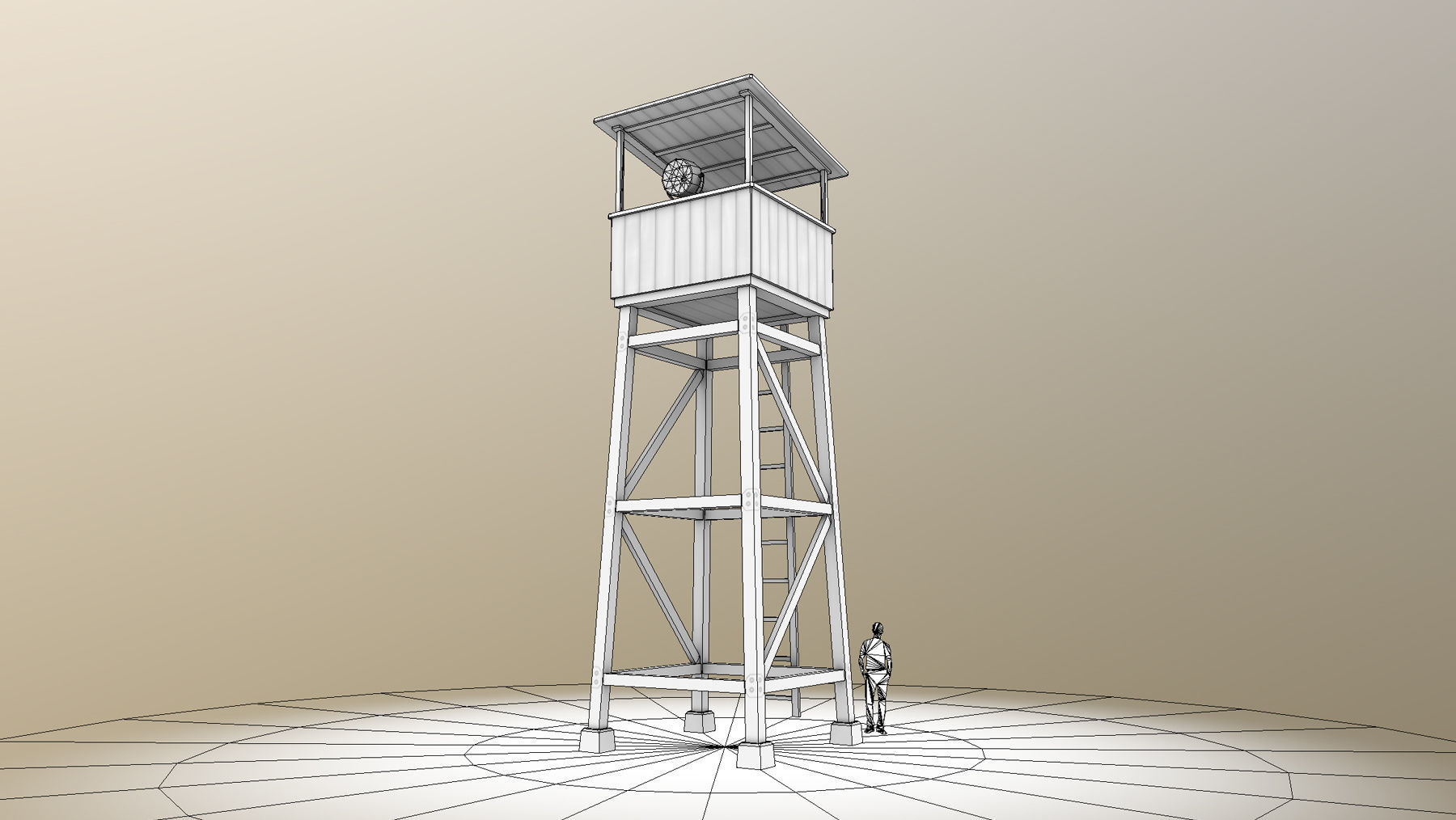 Observation Tower 01 with Damage Low-poly 3D model_18