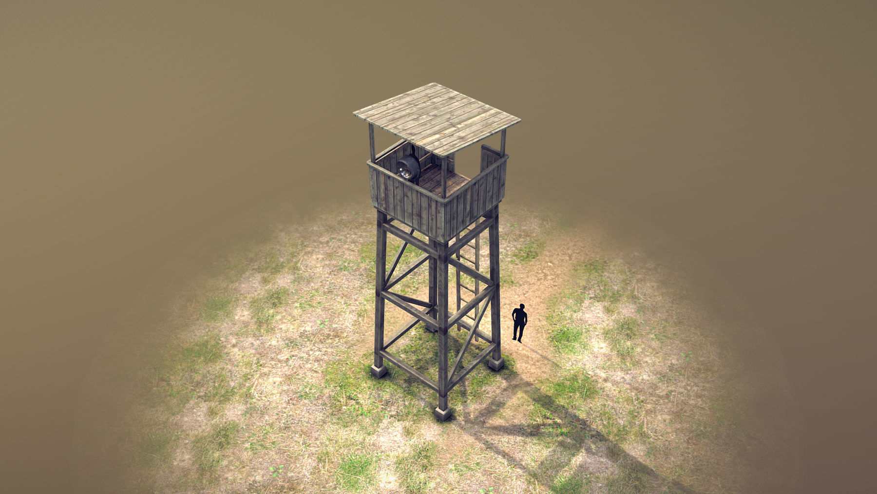 Observation Tower 01 with Damage Low-poly 3D model_8