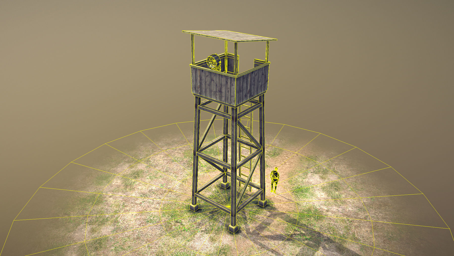 Observation Tower 01 with Damage Low-poly 3D model_16