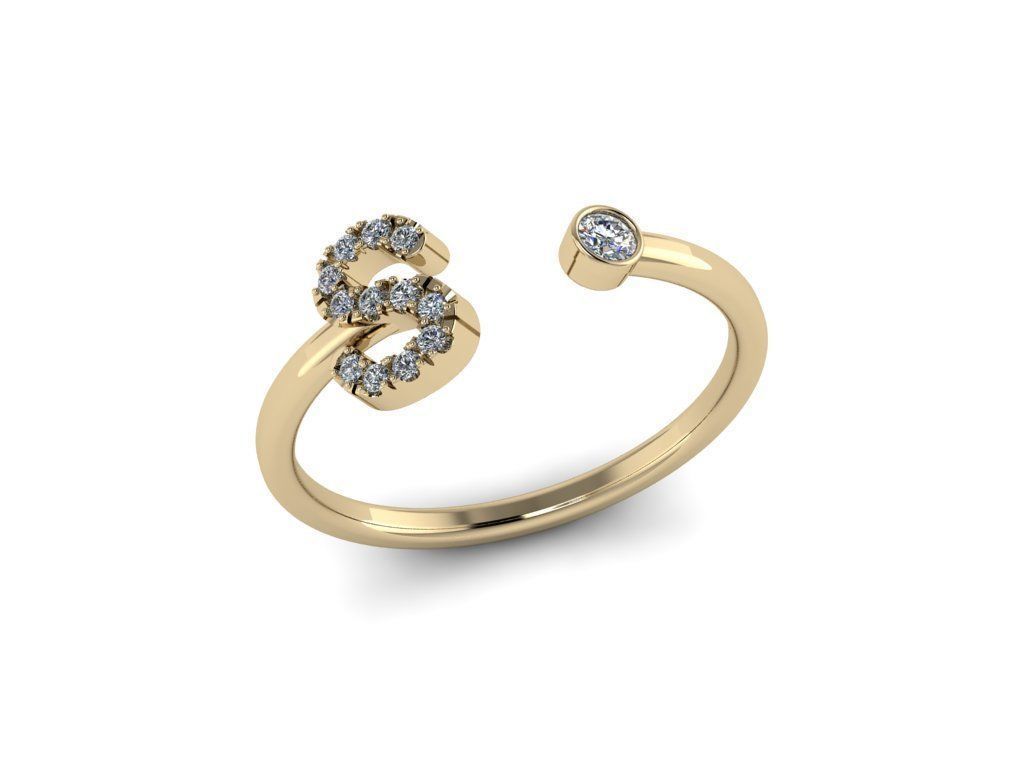 Letter Jewelry Ring 3D print model_10