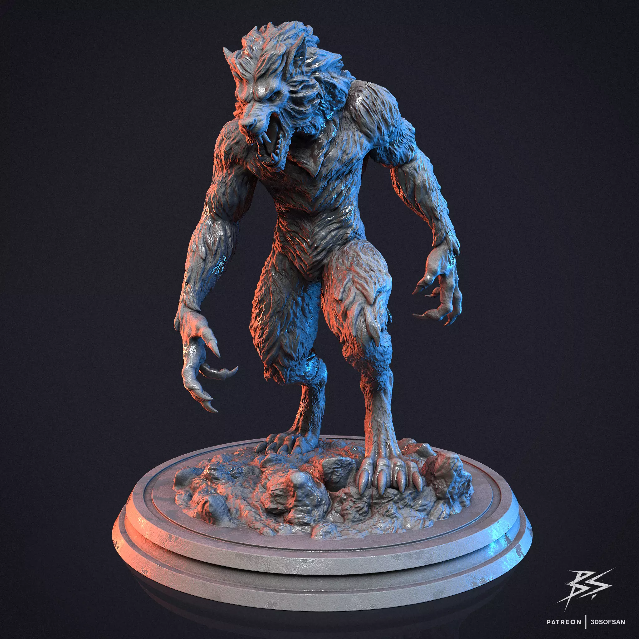 Werewolf statue 3D print model_0