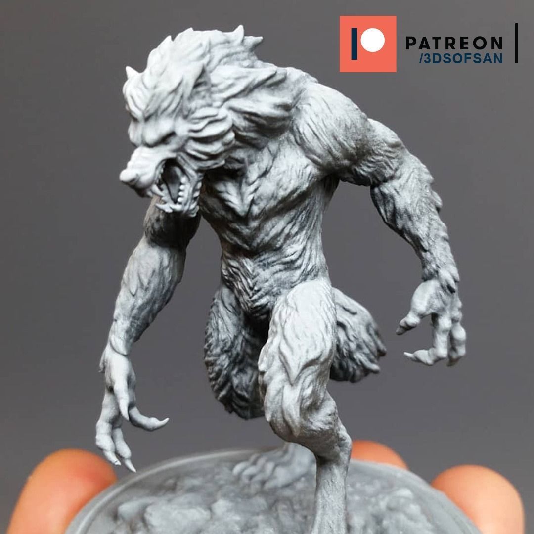 Werewolf statue 3D print model_5