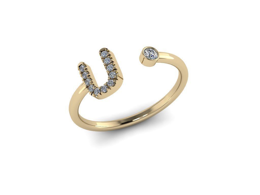 Letter Jewelry Ring 3D print model_2