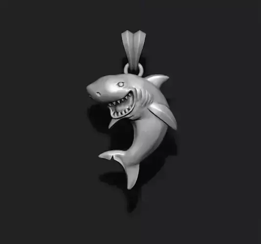 Shark pendant basrelief 3D print model