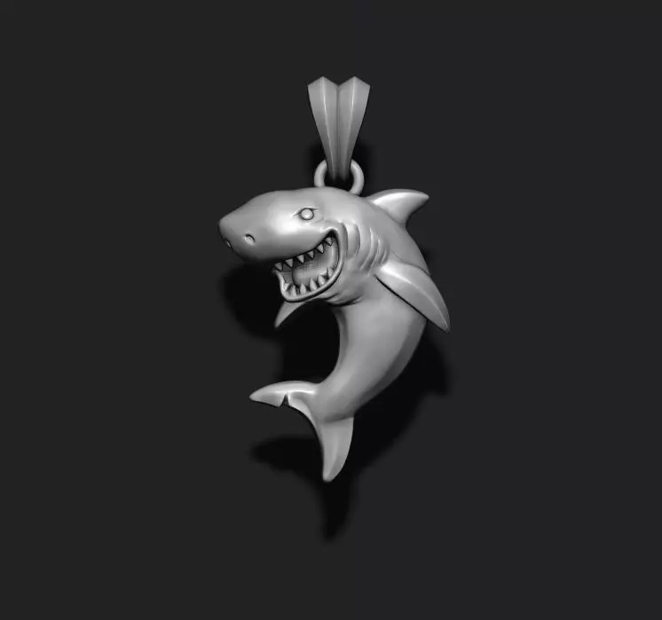 Shark pendant basrelief 3D print model