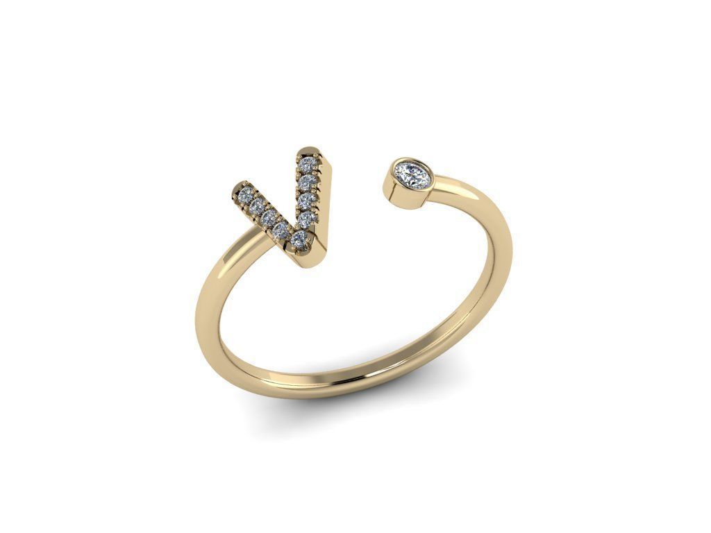 Letter Jewelry Ring 3D print model_4