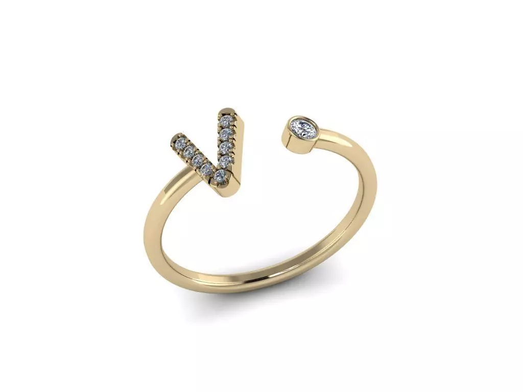 Letter Jewelry Ring 3D print model_0