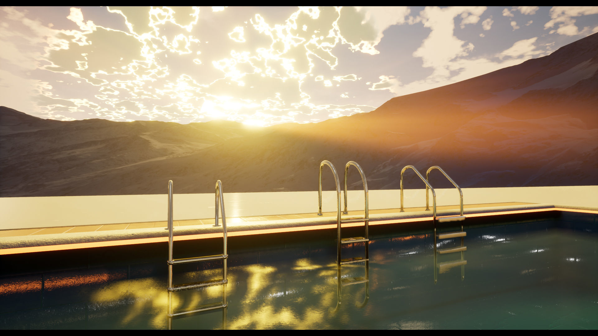 UE4 Luxury Swimming Pools - Accessories - FBX included Low-poly 3D model_2