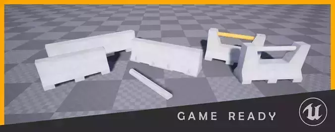 Barriers Bundle Low Poly PBR Concrete 
