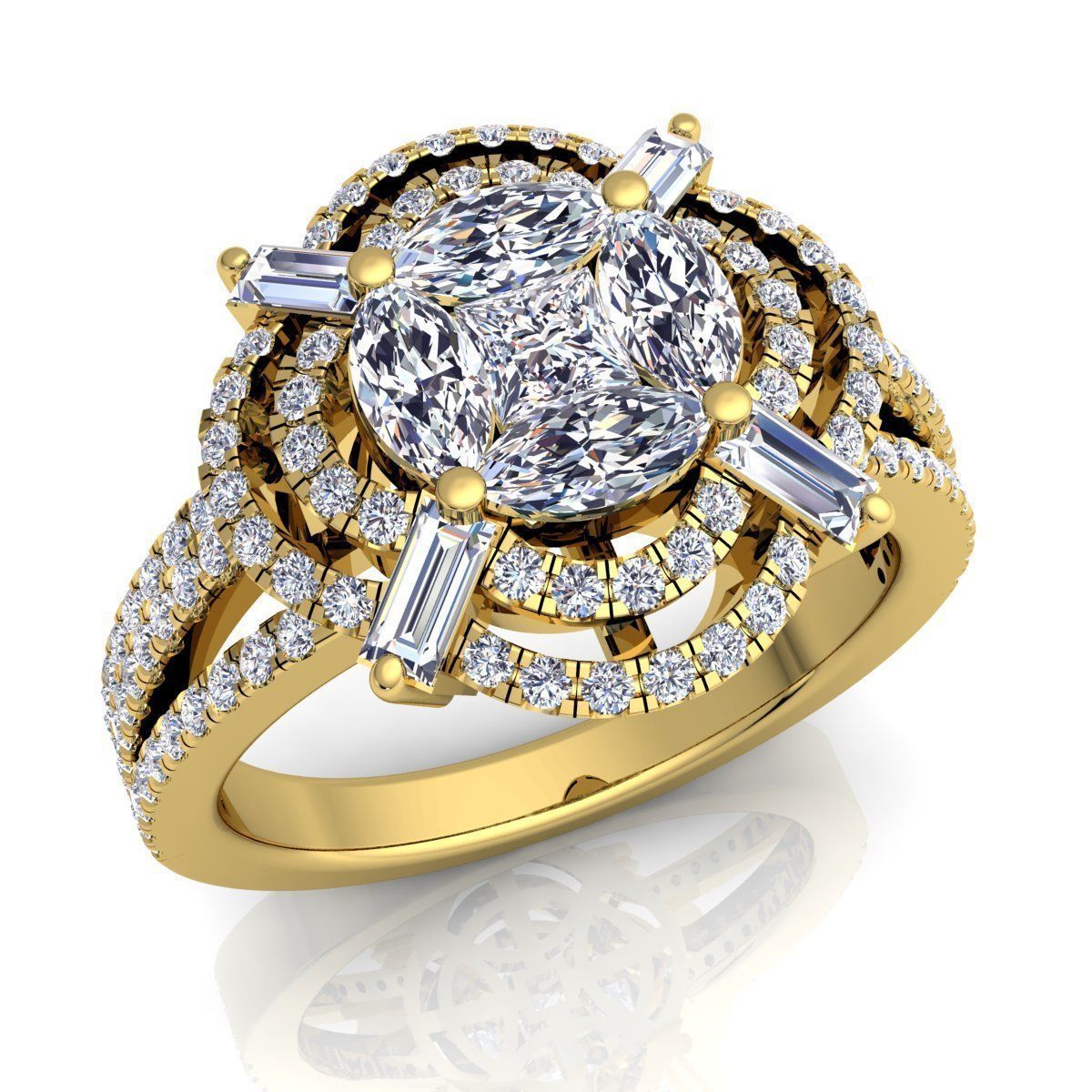 Fancy Royal Woman Ring 3D print model_1