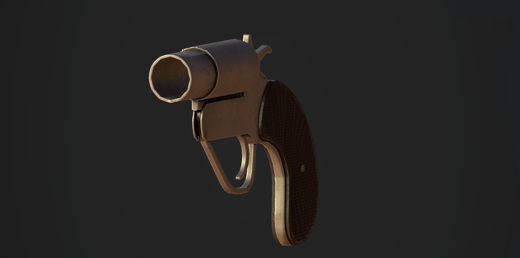 Flaregun revolver Low-poly 3D model_2