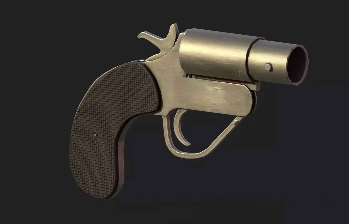 Flaregun revolver Low-poly 3D model_0