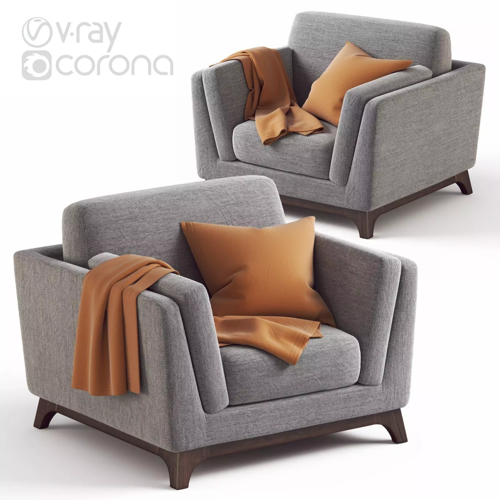 ARTICLE Ceni Pyrite Gray Armchair 3D model_0