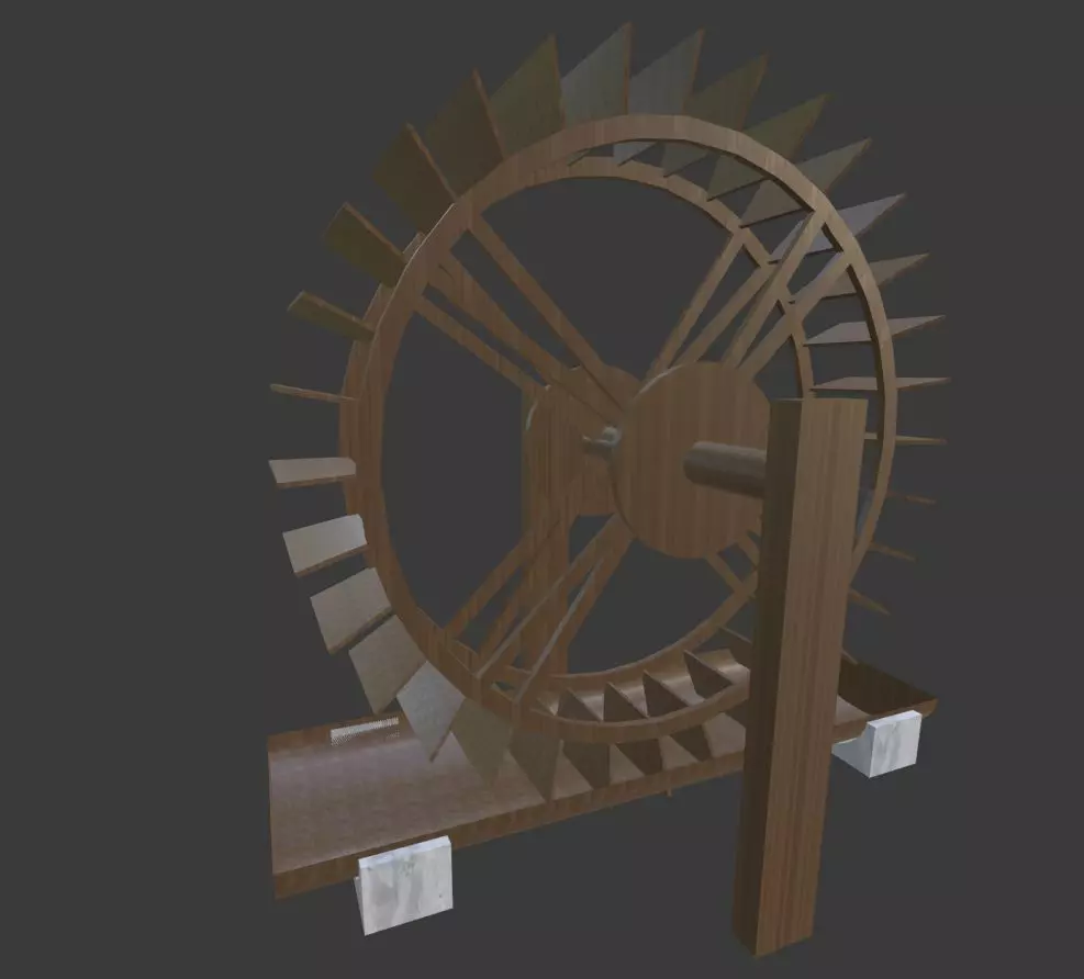 Watermill water wheel Free 3D model