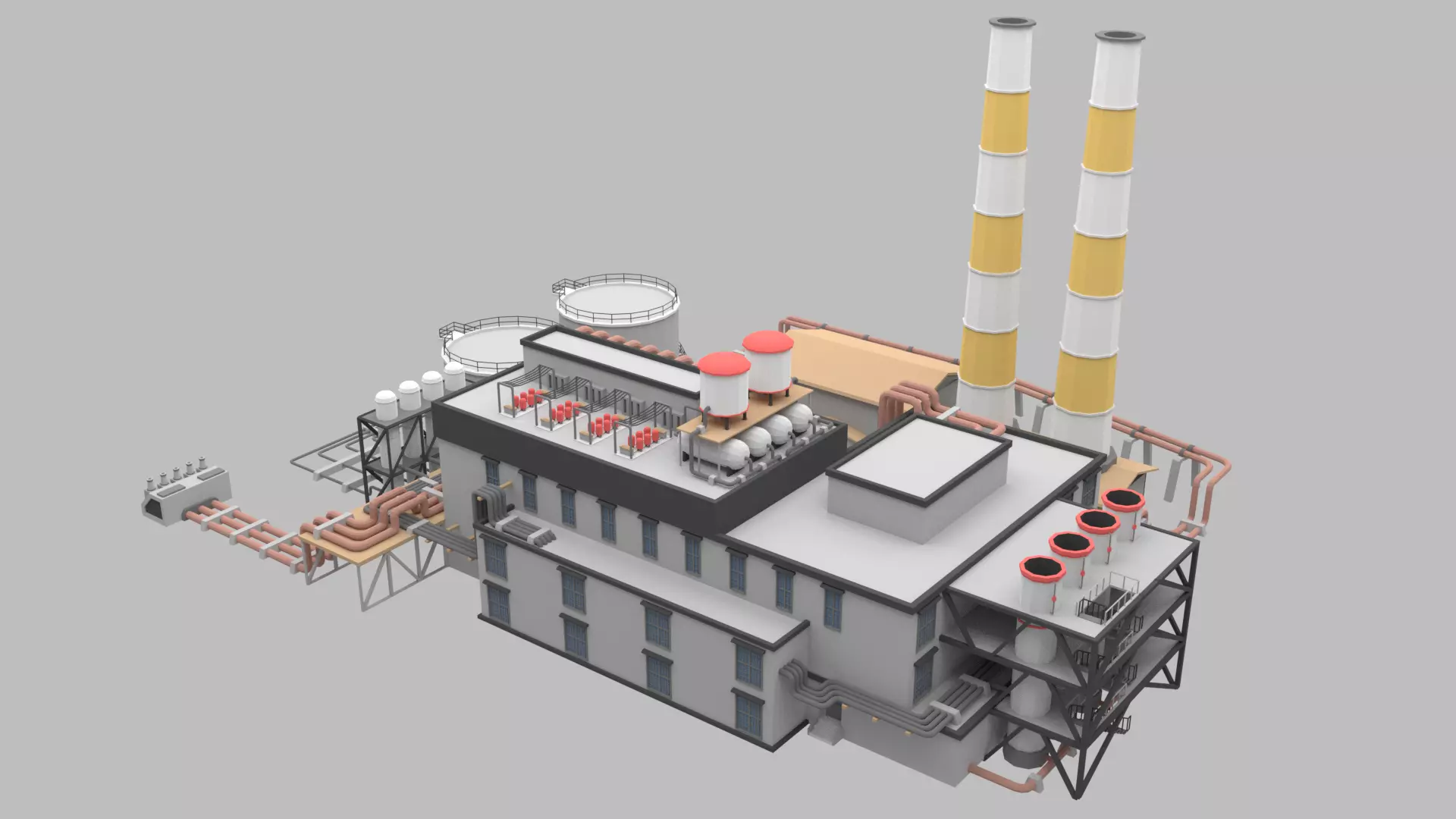 Powerplant power plant Low-poly 3D model