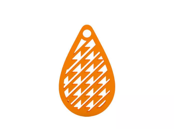 Earring orange tear shaped pendant 3D print model_0