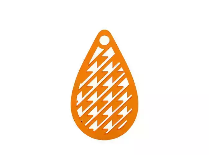Earring orange tear shaped pendant