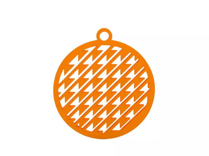 Earring orange pendant with geometric pattern 3D print model_0