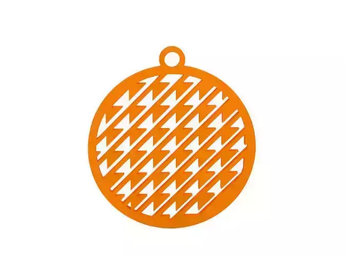Earring orange pendant with geometric pattern