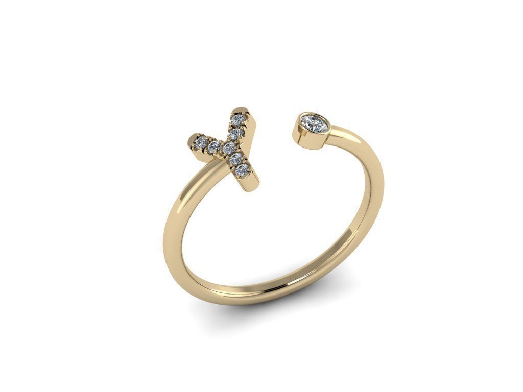 Letter Jewelry Ring 3D print model_6