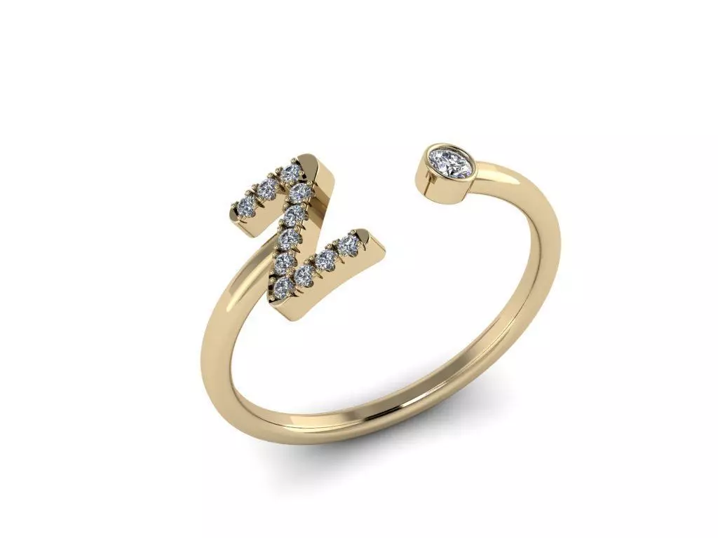 Letter Jewelry Ring 3D print model_0