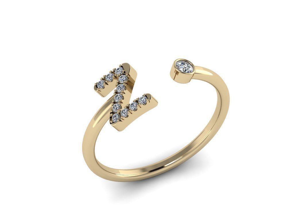 Letter Jewelry Ring 3D print model_15