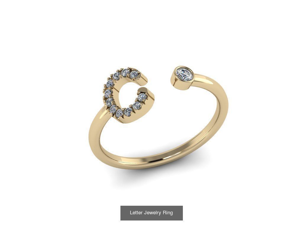Alphabet Jewelry Rings 3D Model Collection_12