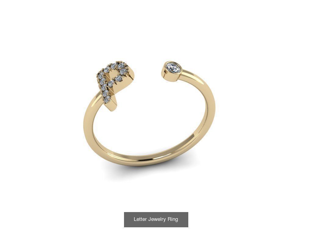 Alphabet Jewelry Rings 3D Model Collection_25