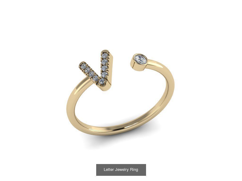 Alphabet Jewelry Rings 3D Model Collection_30