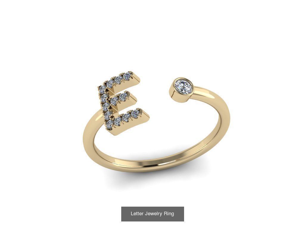 Alphabet Jewelry Rings 3D Model Collection_14