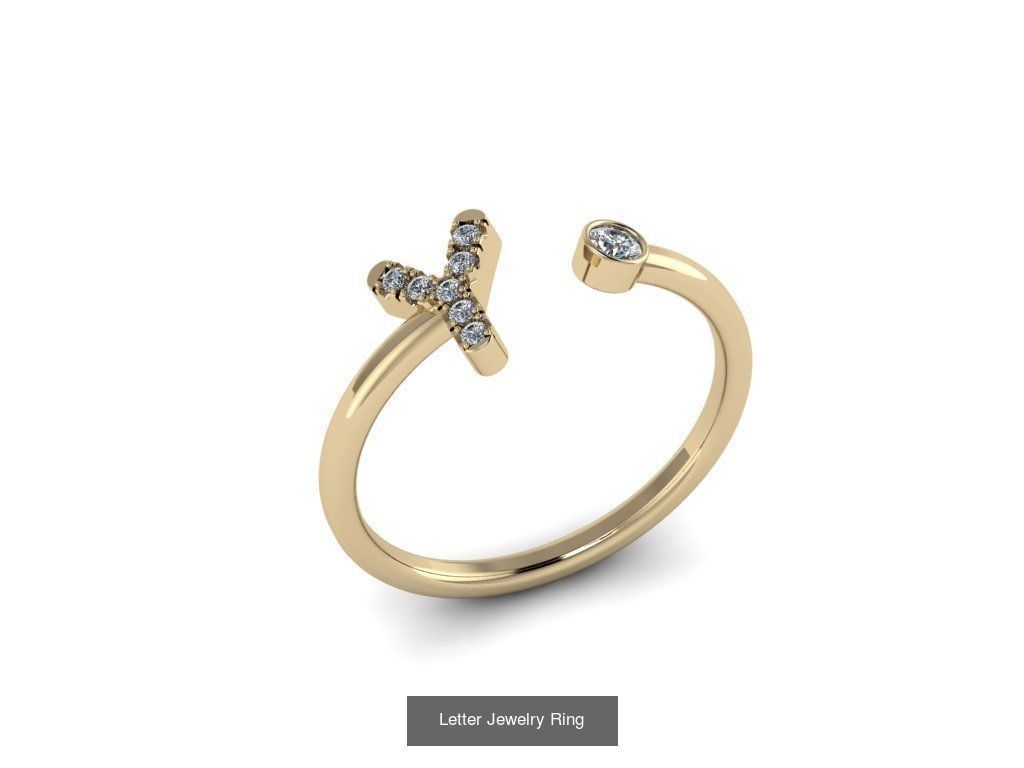 Alphabet Jewelry Rings 3D Model Collection_33