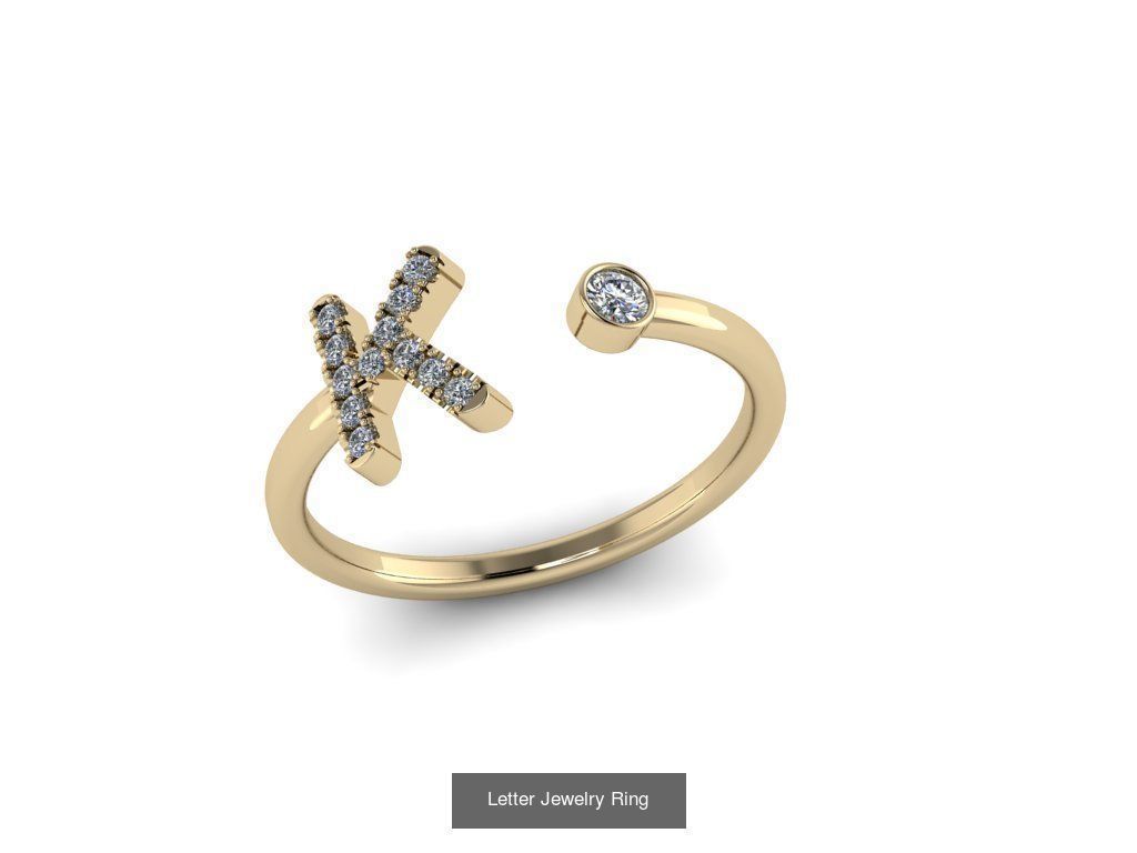 Alphabet Jewelry Rings 3D Model Collection_20
