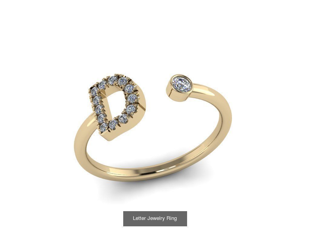 Alphabet Jewelry Rings 3D Model Collection_13