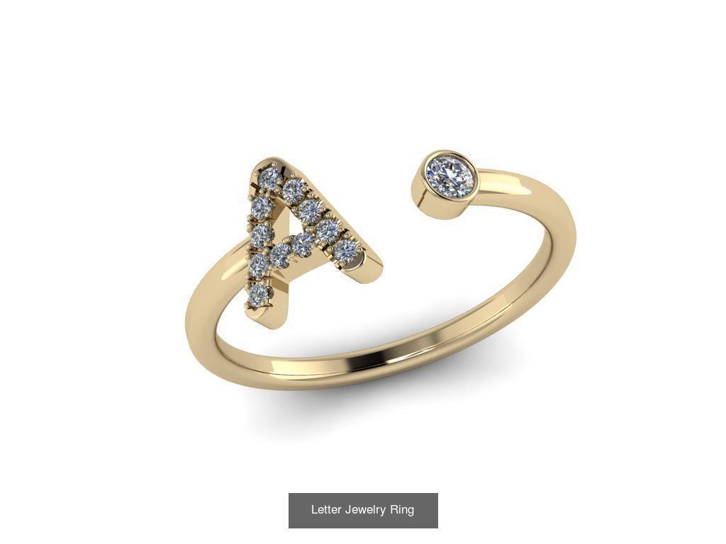 Alphabet Jewelry Rings 3D Model Collection_10