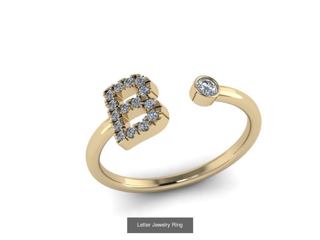 Alphabet Jewelry Rings 3D Model Collection_11