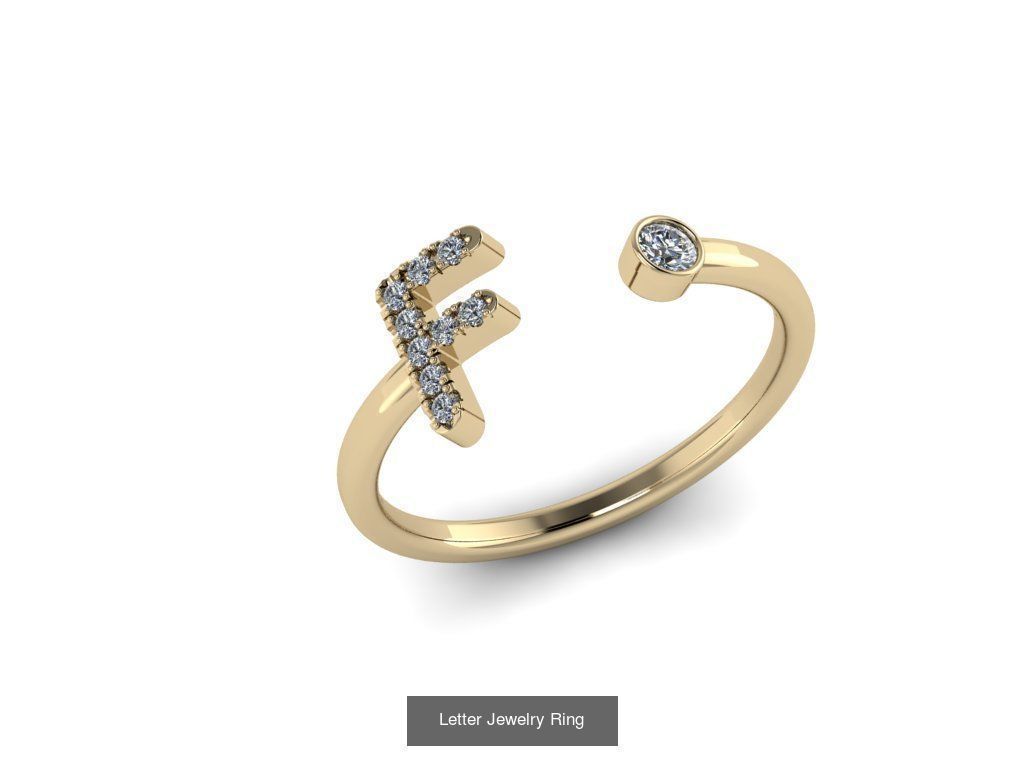 Alphabet Jewelry Rings 3D Model Collection_15