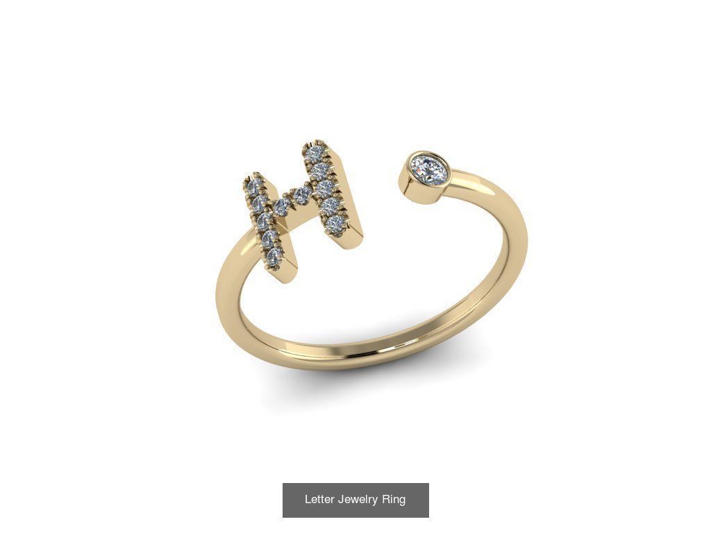 Alphabet Jewelry Rings 3D Model Collection_17