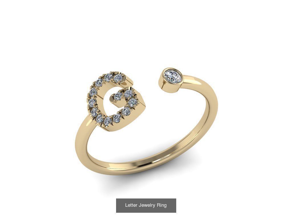 Alphabet Jewelry Rings 3D Model Collection_16