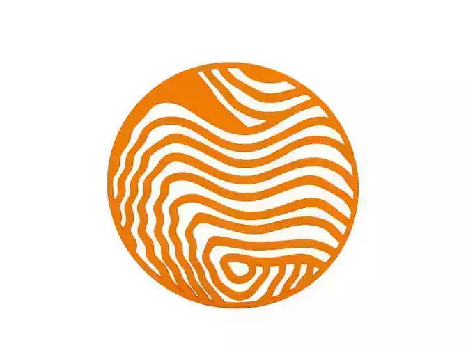 Coaster fingerprint icon in shape of orange wavy line