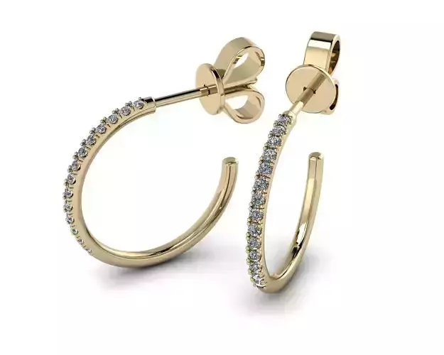 Earrings two gold hoop with diamonds