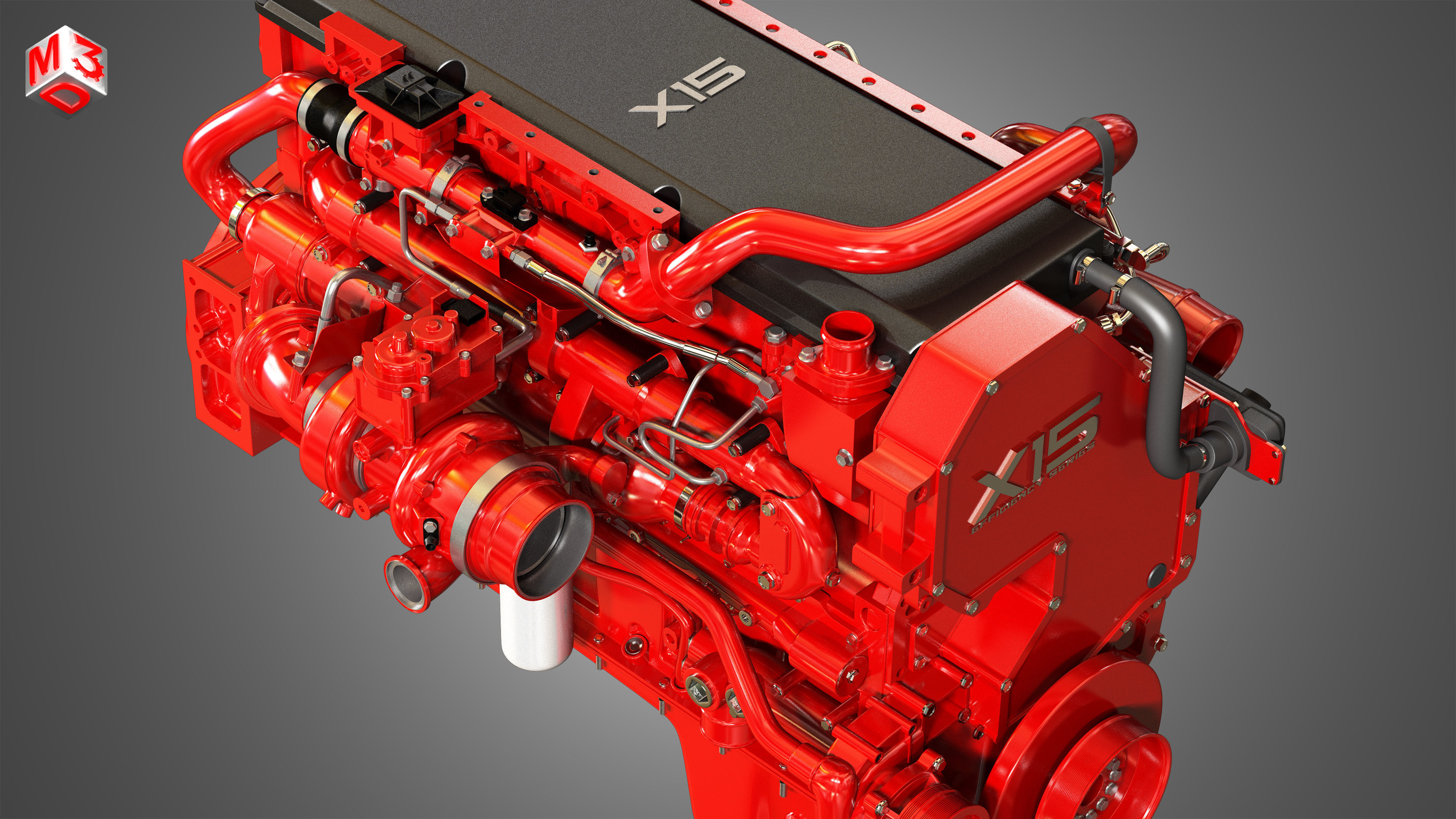 X15 Heavy Duty Truck Engine - 6 Cylinder Diesel Engine 3D model_11