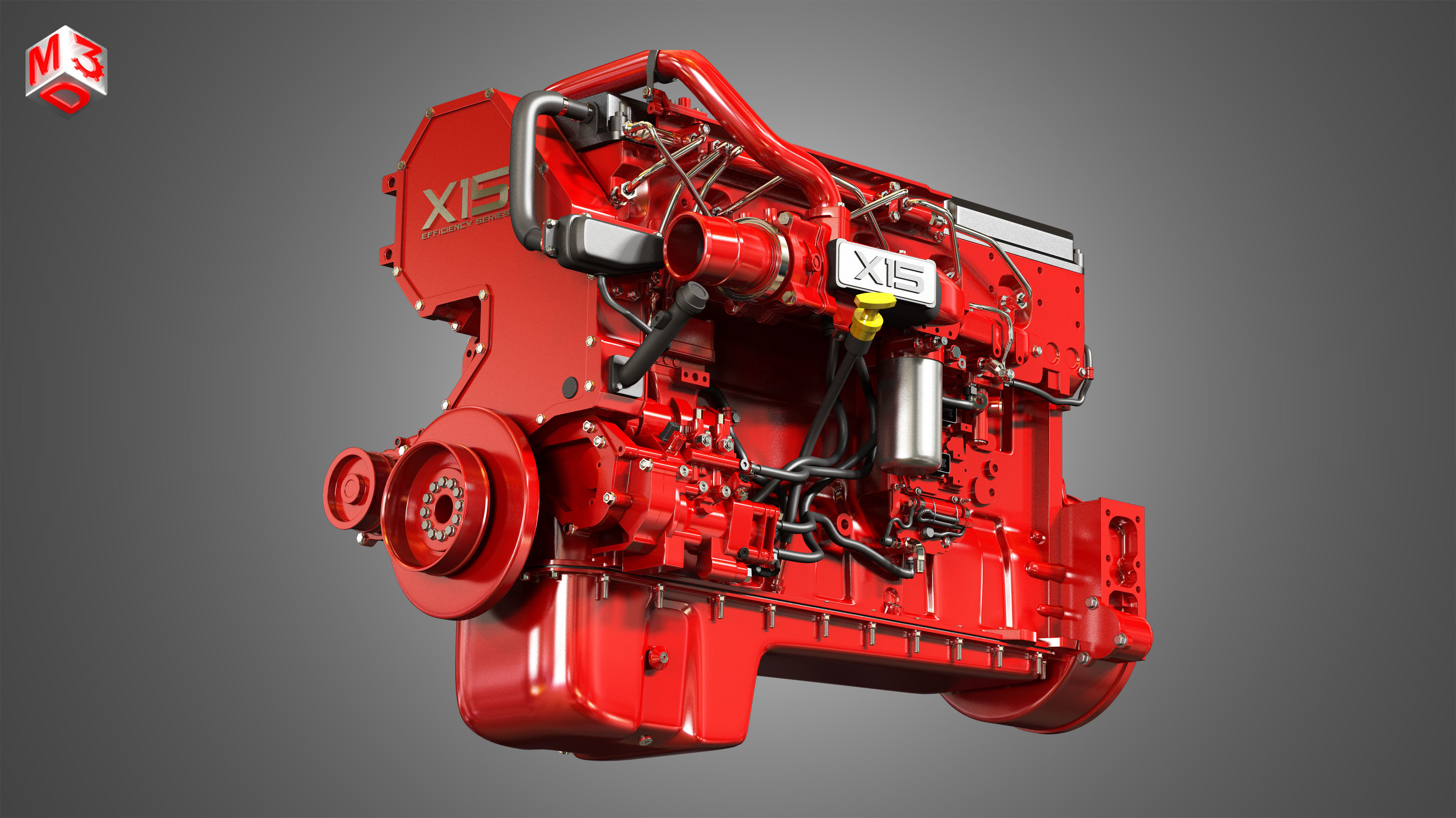 X15 Heavy Duty Truck Engine - 6 Cylinder Diesel Engine 3D model_7