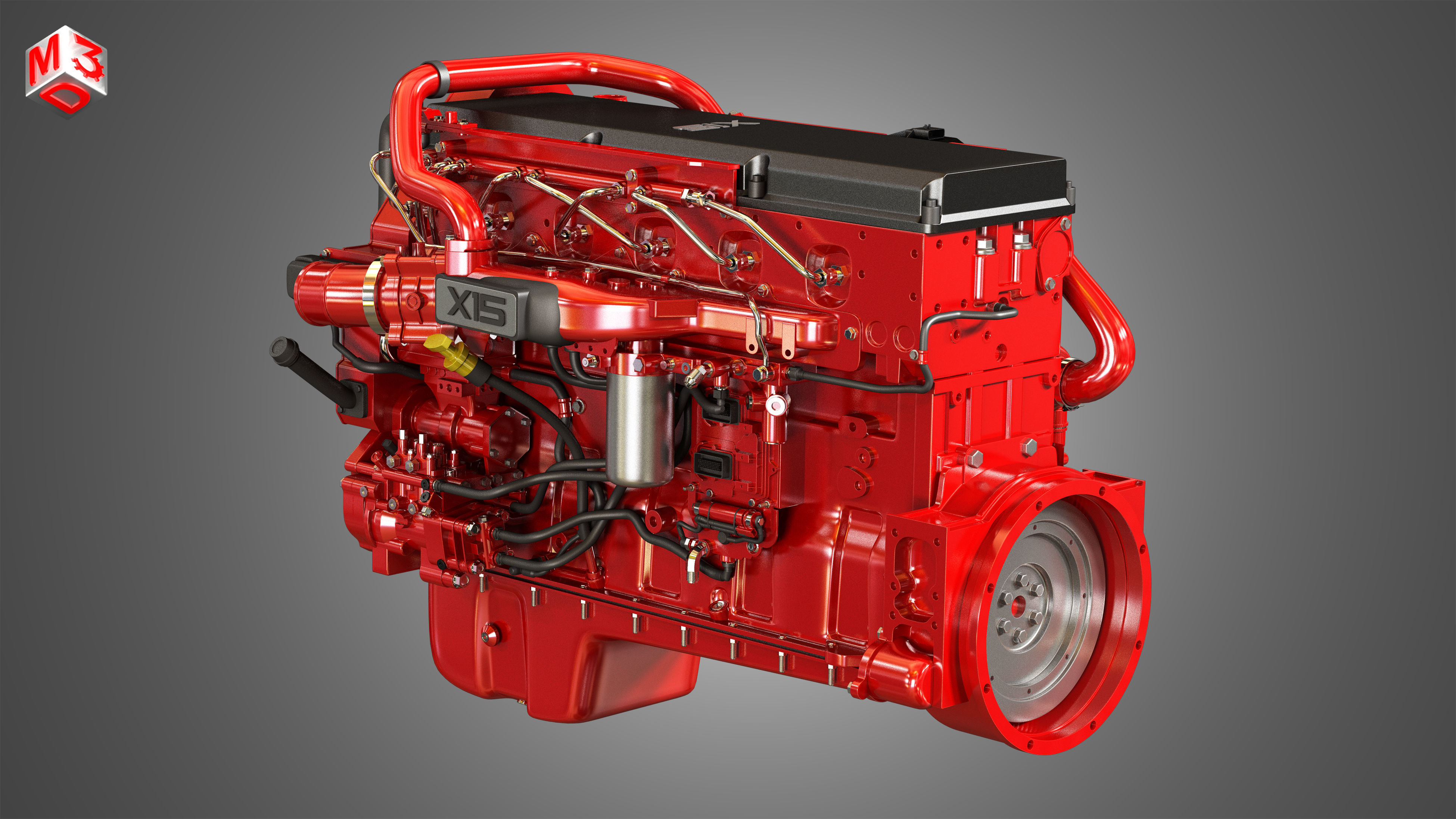 X15 Heavy Duty Truck Engine - 6 Cylinder Diesel Engine 3D model_4